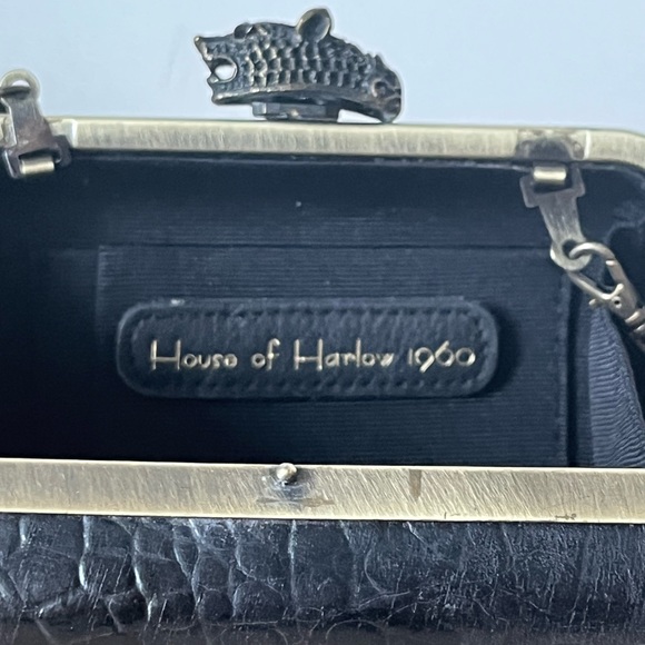 House of Harlow 1960 snakeskin hardshell clutch bag with removable chain - Picture 4 of 6